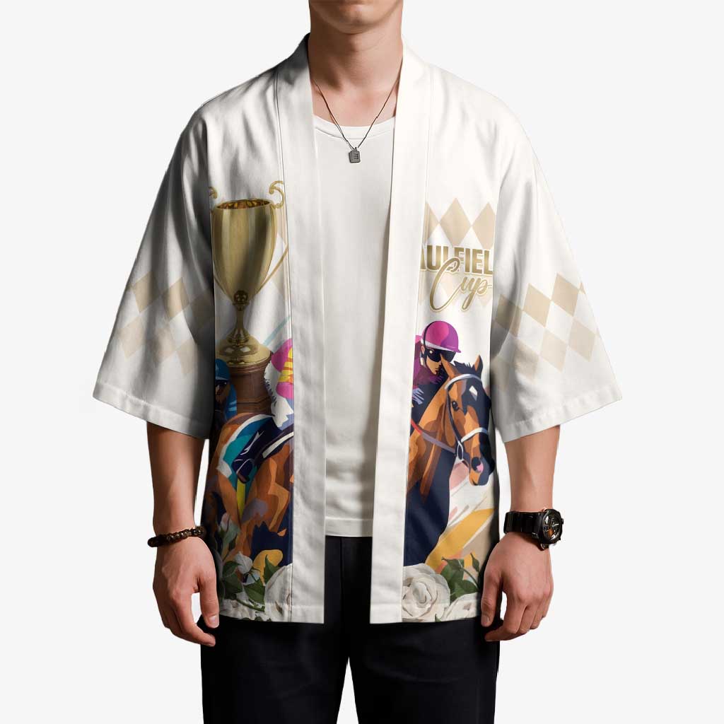 Australia Cup Caulfield Horse Racing Kimono Champion Trophy Mix White Roses - Aussie Hoodie