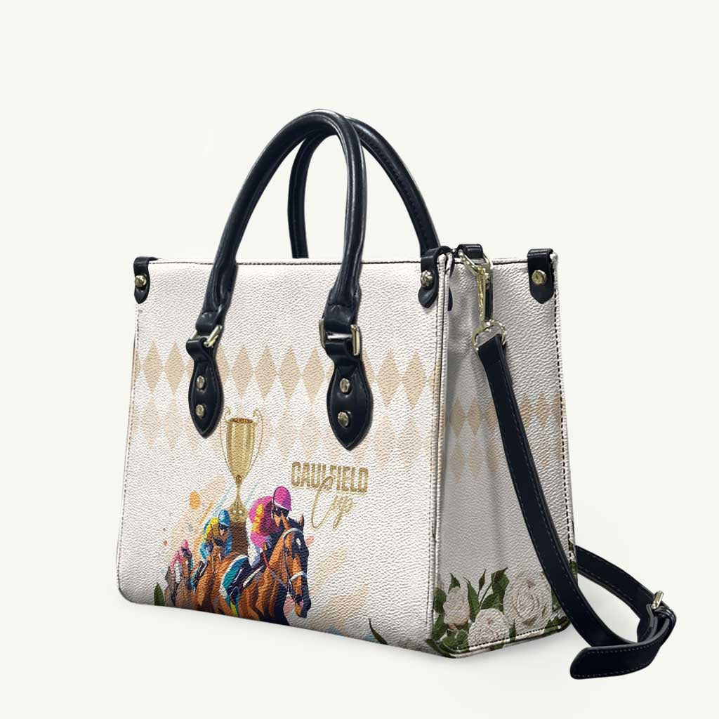 Australia Cup Caulfield Horse Racing Leather Bag Champion Trophy Mix White Roses - Aussie Hoodie