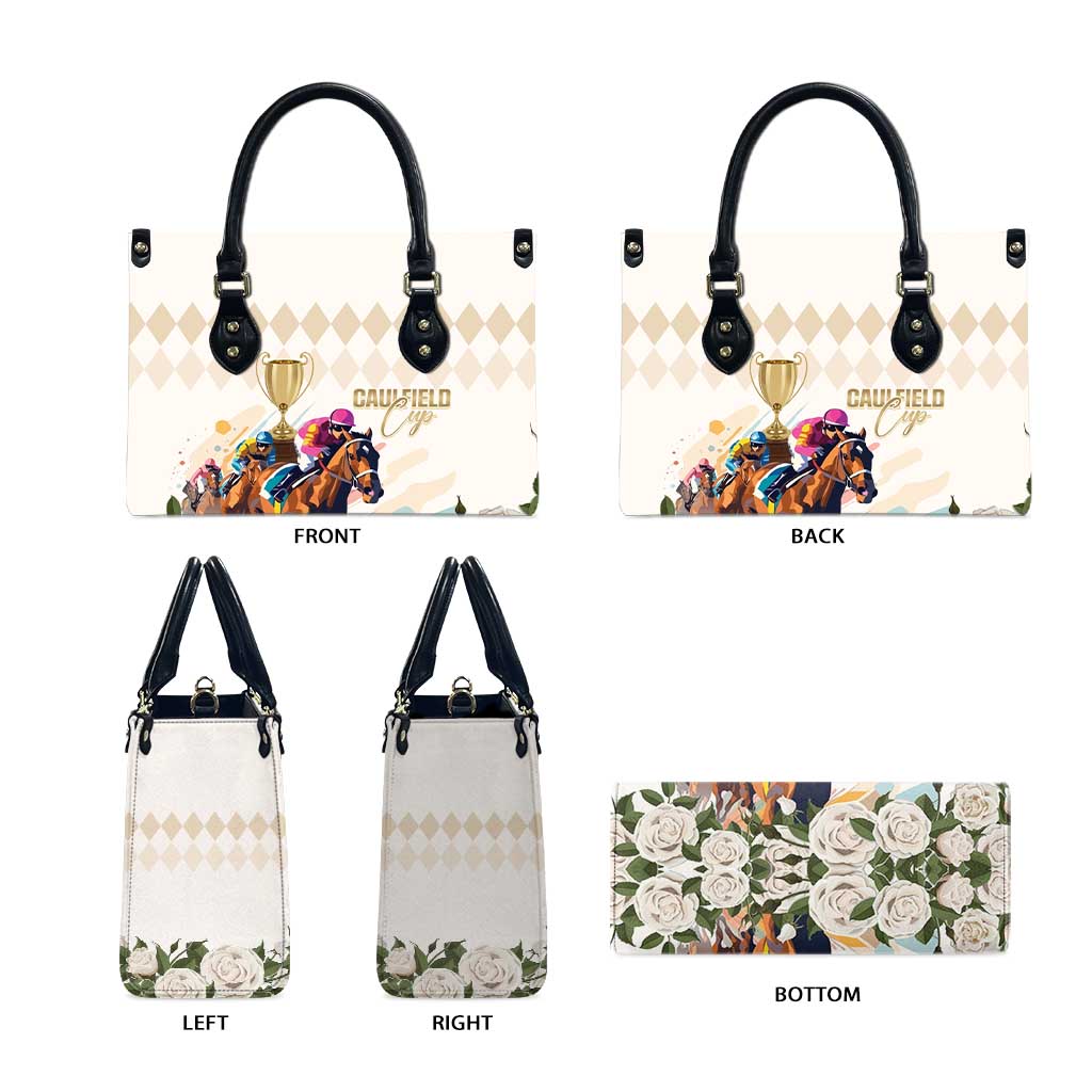 Australia Cup Caulfield Horse Racing Leather Bag Champion Trophy Mix White Roses - Aussie Hoodie