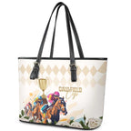 Australia Cup Caulfield Horse Racing Leather Tote Bag Champion Trophy Mix White Roses - Aussie Hoodie