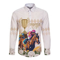 Australia Cup Caulfield Horse Racing Long Sleeve Button Shirt Champion Trophy Mix White Roses - Aussie Hoodie