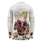 Australia Cup Caulfield Horse Racing Long Sleeve Shirt Champion Trophy Mix White Roses - Aussie Hoodie