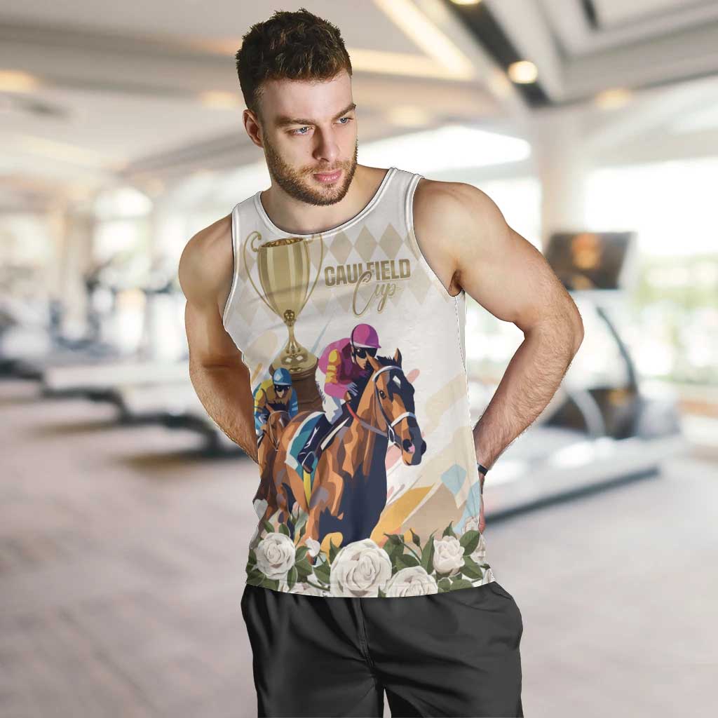Australia Cup Caulfield Horse Racing Men Tank Top Champion Trophy Mix White Roses - Aussie Hoodie