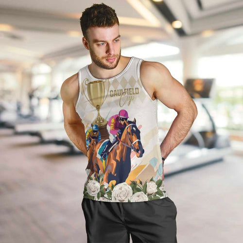 Australia Cup Caulfield Horse Racing Men Tank Top Champion Trophy Mix White Roses - Aussie Hoodie