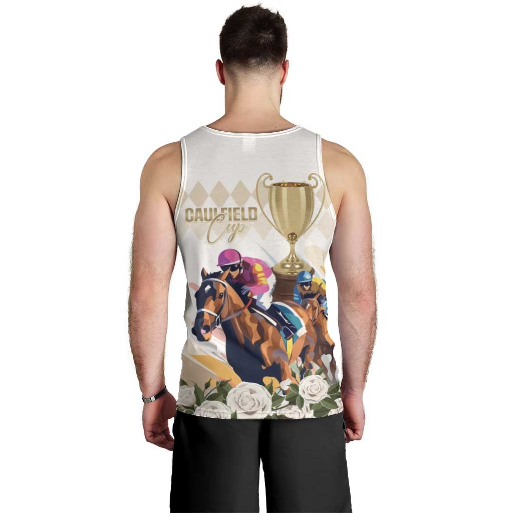 Australia Cup Caulfield Horse Racing Men Tank Top Champion Trophy Mix White Roses - Aussie Hoodie