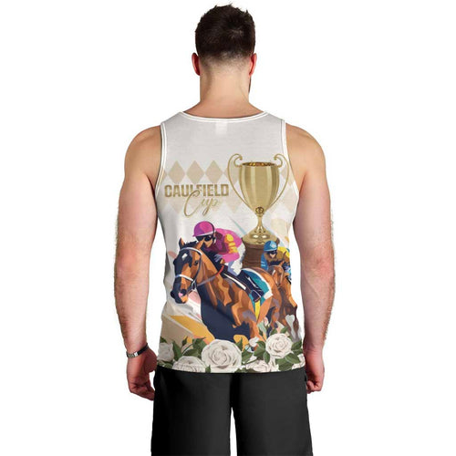 Australia Cup Caulfield Horse Racing Men Tank Top Champion Trophy Mix White Roses - Aussie Hoodie