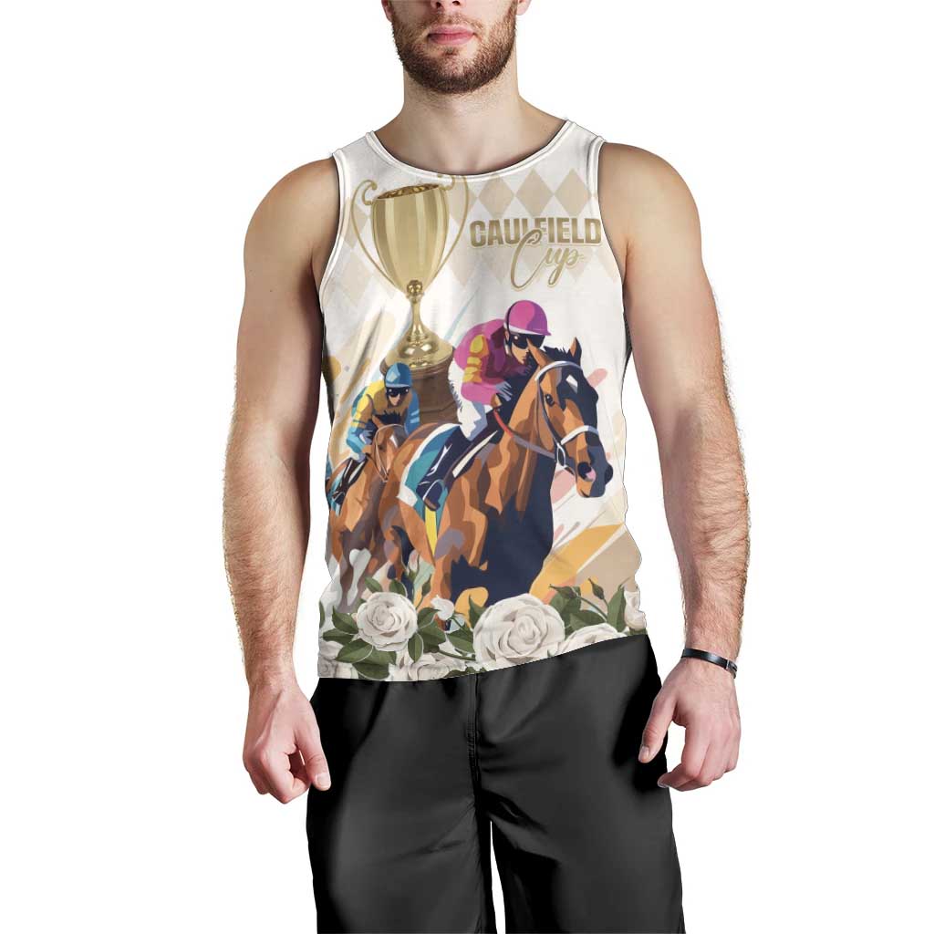Australia Cup Caulfield Horse Racing Men Tank Top Champion Trophy Mix White Roses - Aussie Hoodie