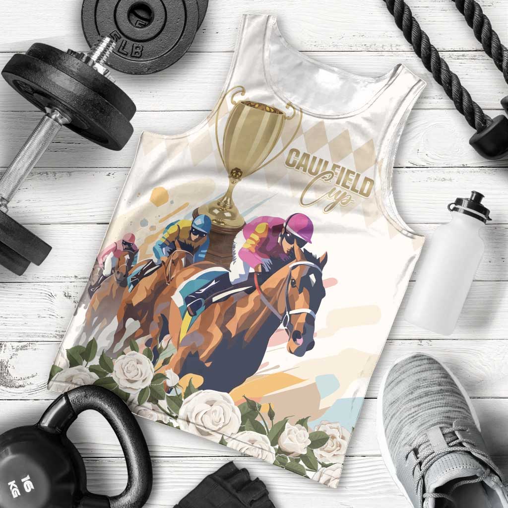 Australia Cup Caulfield Horse Racing Men Tank Top Champion Trophy Mix White Roses - Aussie Hoodie