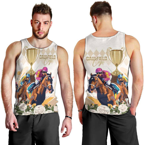 Australia Cup Caulfield Horse Racing Men Tank Top Champion Trophy Mix White Roses - Aussie Hoodie
