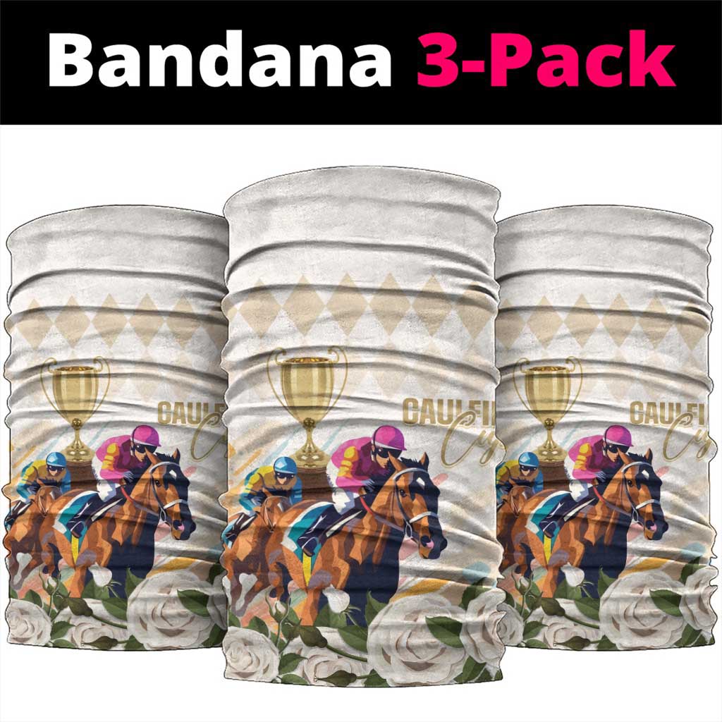 Australia Cup Caulfield Horse Racing Neck Gaiter Champion Trophy Mix White Roses - Aussie Hoodie