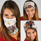 Australia Cup Caulfield Horse Racing Neck Gaiter Champion Trophy Mix White Roses - Aussie Hoodie