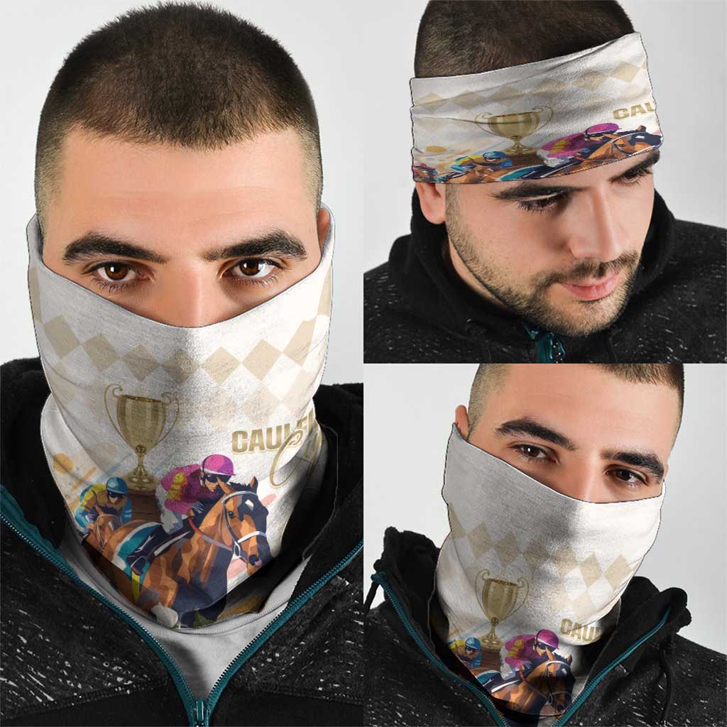 Australia Cup Caulfield Horse Racing Neck Gaiter Champion Trophy Mix White Roses - Aussie Hoodie