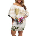 Australia Cup Caulfield Horse Racing Off Shoulder Short Dress Champion Trophy Mix White Roses - Aussie Hoodie
