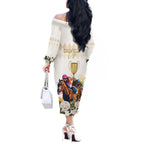 Australia Cup Caulfield Horse Racing Off The Shoulder Long Sleeve Dress Champion Trophy Mix White Roses - Aussie Hoodie