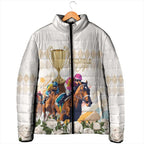 Australia Cup Caulfield Horse Racing Padded Jacket Champion Trophy Mix White Roses - Aussie Hoodie