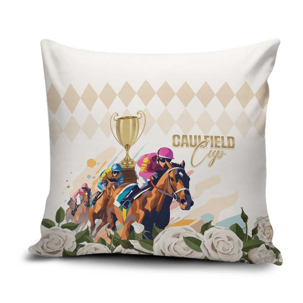 Australia Cup Caulfield Horse Racing Pillow Cover Champion Trophy Mix White Roses - Aussie Hoodie