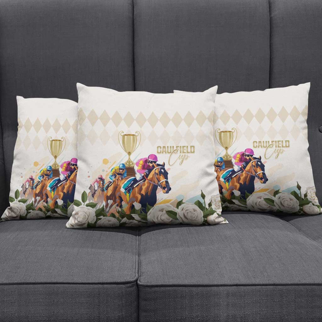 Australia Cup Caulfield Horse Racing Pillow Cover Champion Trophy Mix White Roses - Aussie Hoodie