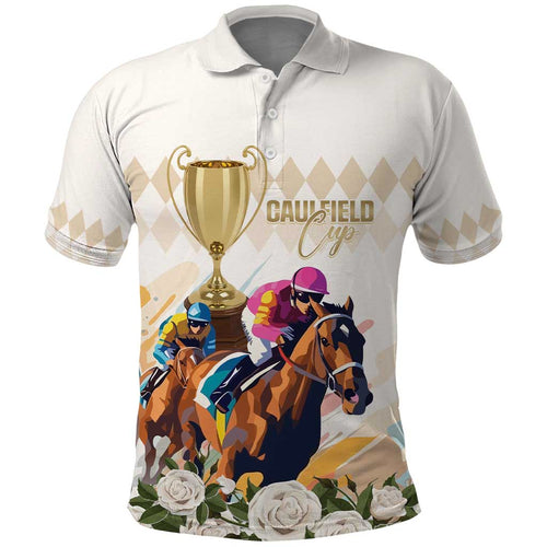 Australia Cup Caulfield Horse Racing Polo Shirt Champion Trophy Mix White Roses - Aussie Hoodie