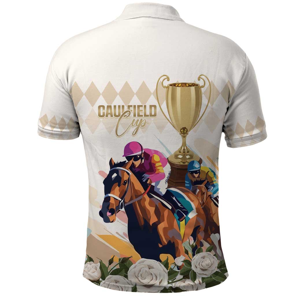 Australia Cup Caulfield Horse Racing Polo Shirt Champion Trophy Mix White Roses - Aussie Hoodie