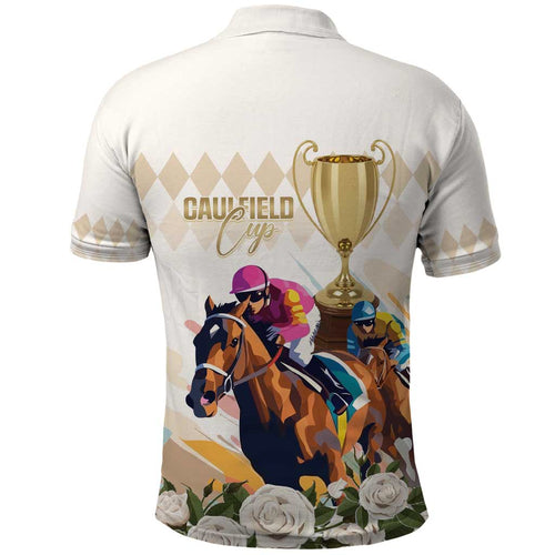 Australia Cup Caulfield Horse Racing Polo Shirt Champion Trophy Mix White Roses - Aussie Hoodie
