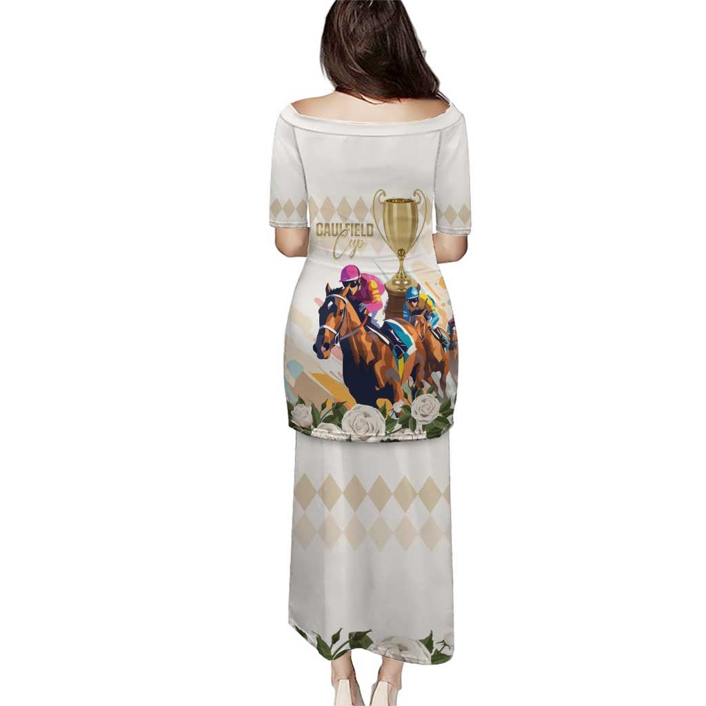 Australia Cup Caulfield Horse Racing Puletasi Champion Trophy Mix White Roses - Aussie Hoodie