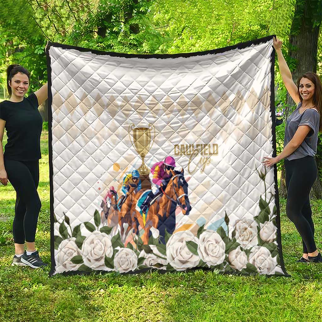 Australia Cup Caulfield Horse Racing Quilt Champion Trophy Mix White Roses - Aussie Hoodie