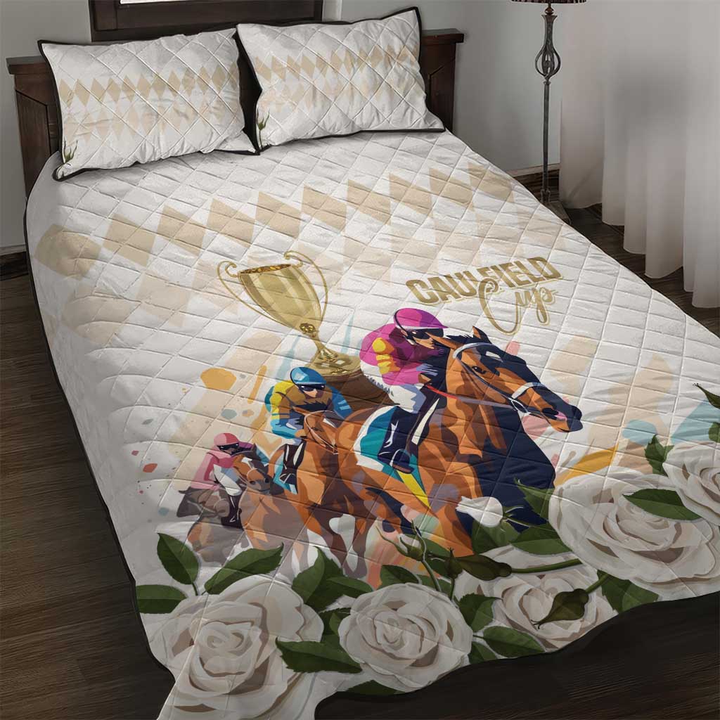 Australia Cup Caulfield Horse Racing Quilt Bed Set Champion Trophy Mix White Roses - Aussie Hoodie