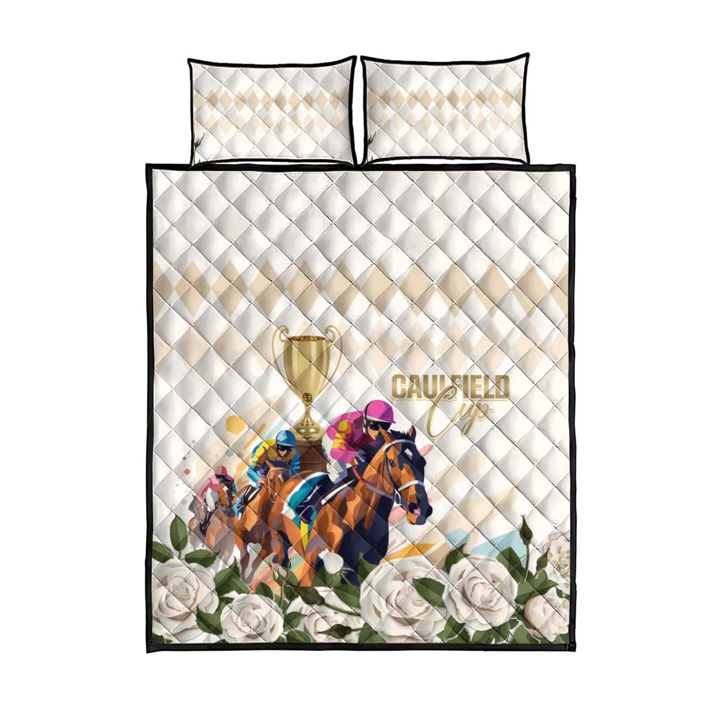 Australia Cup Caulfield Horse Racing Quilt Bed Set Champion Trophy Mix White Roses - Aussie Hoodie