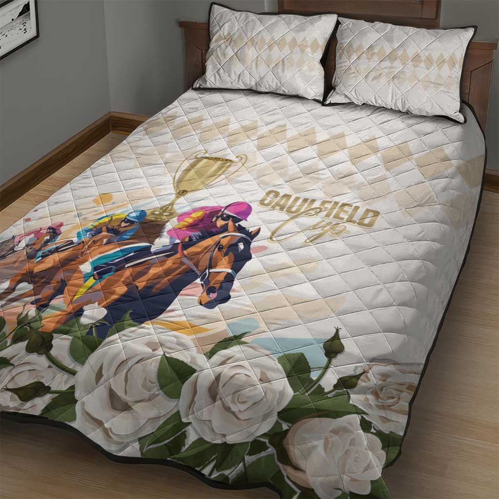 Australia Cup Caulfield Horse Racing Quilt Bed Set Champion Trophy Mix White Roses - Aussie Hoodie