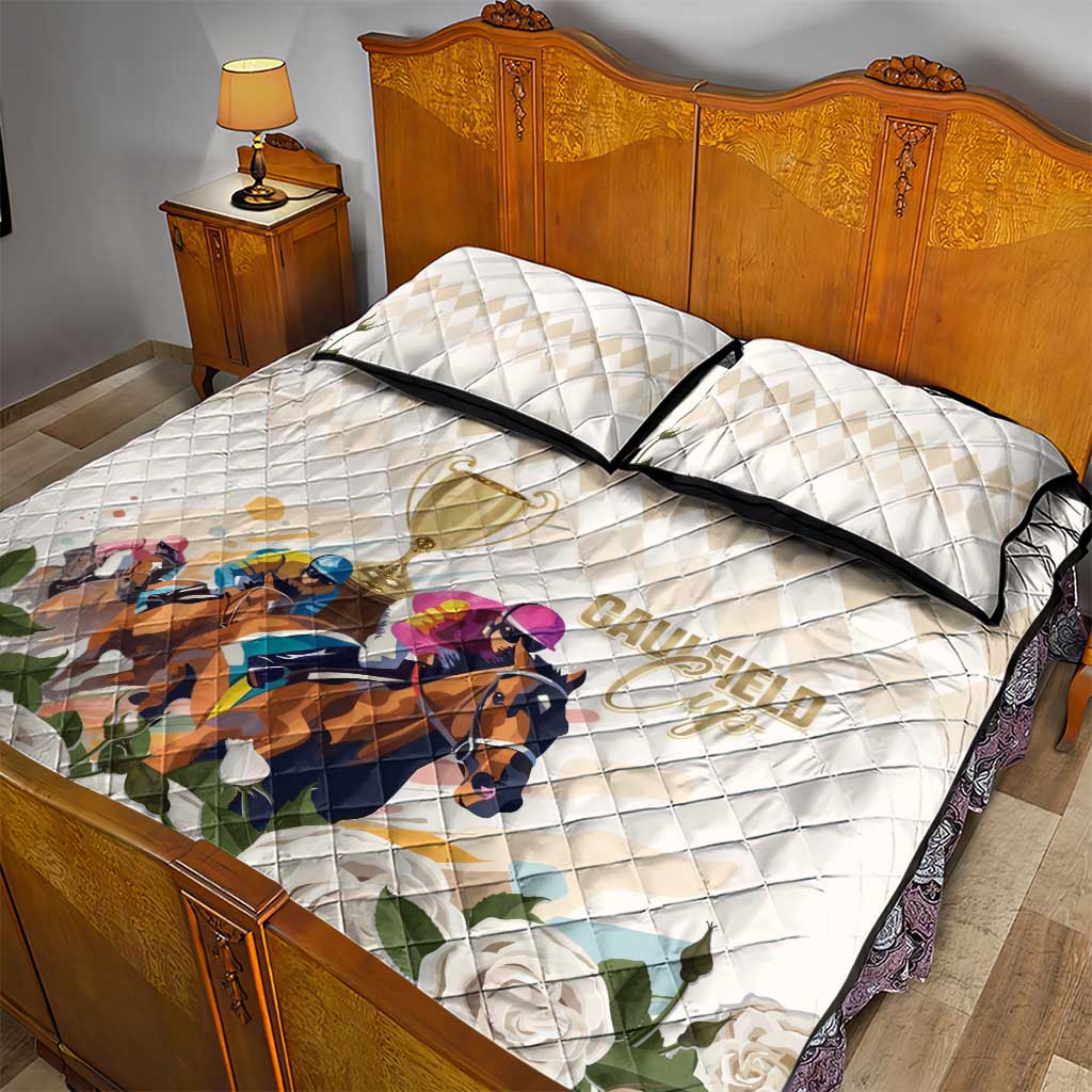 Australia Cup Caulfield Horse Racing Quilt Bed Set Champion Trophy Mix White Roses - Aussie Hoodie