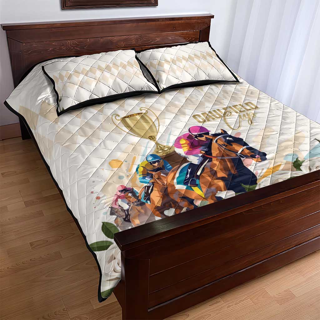 Australia Cup Caulfield Horse Racing Quilt Bed Set Champion Trophy Mix White Roses - Aussie Hoodie