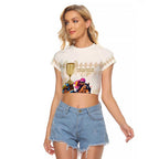 Australia Cup Caulfield Horse Racing Raglan Cropped T Shirt Champion Trophy Mix White Roses - Aussie Hoodie
