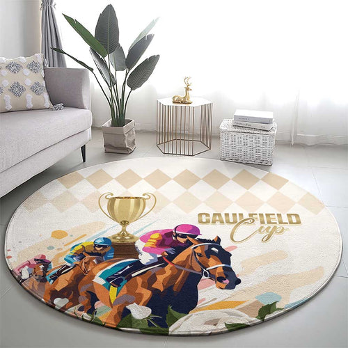 Australia Cup Caulfield Horse Racing Round Carpet Champion Trophy Mix White Roses - Aussie Hoodie