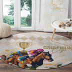 Australia Cup Caulfield Horse Racing Round Carpet Champion Trophy Mix White Roses - Aussie Hoodie