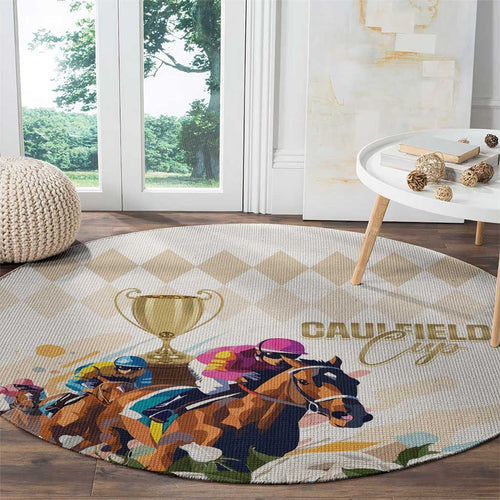 Australia Cup Caulfield Horse Racing Round Carpet Champion Trophy Mix White Roses - Aussie Hoodie