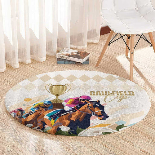 Australia Cup Caulfield Horse Racing Round Carpet Champion Trophy Mix White Roses - Aussie Hoodie
