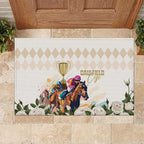 Australia Cup Caulfield Horse Racing Rubber Doormat Champion Trophy Mix White Roses - Aussie Hoodie