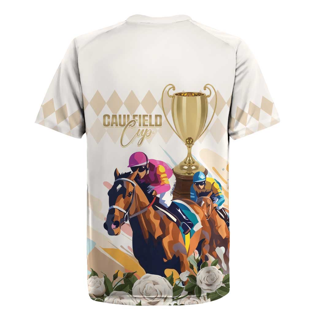 Australia Cup Caulfield Horse Racing Rugby Jersey Champion Trophy Mix White Roses - Aussie Hoodie