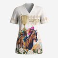 Australia Cup Caulfield Horse Racing Scrub Top Champion Trophy Mix White Roses - Aussie Hoodie