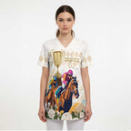 Australia Cup Caulfield Horse Racing Scrub Top Champion Trophy Mix White Roses - Aussie Hoodie