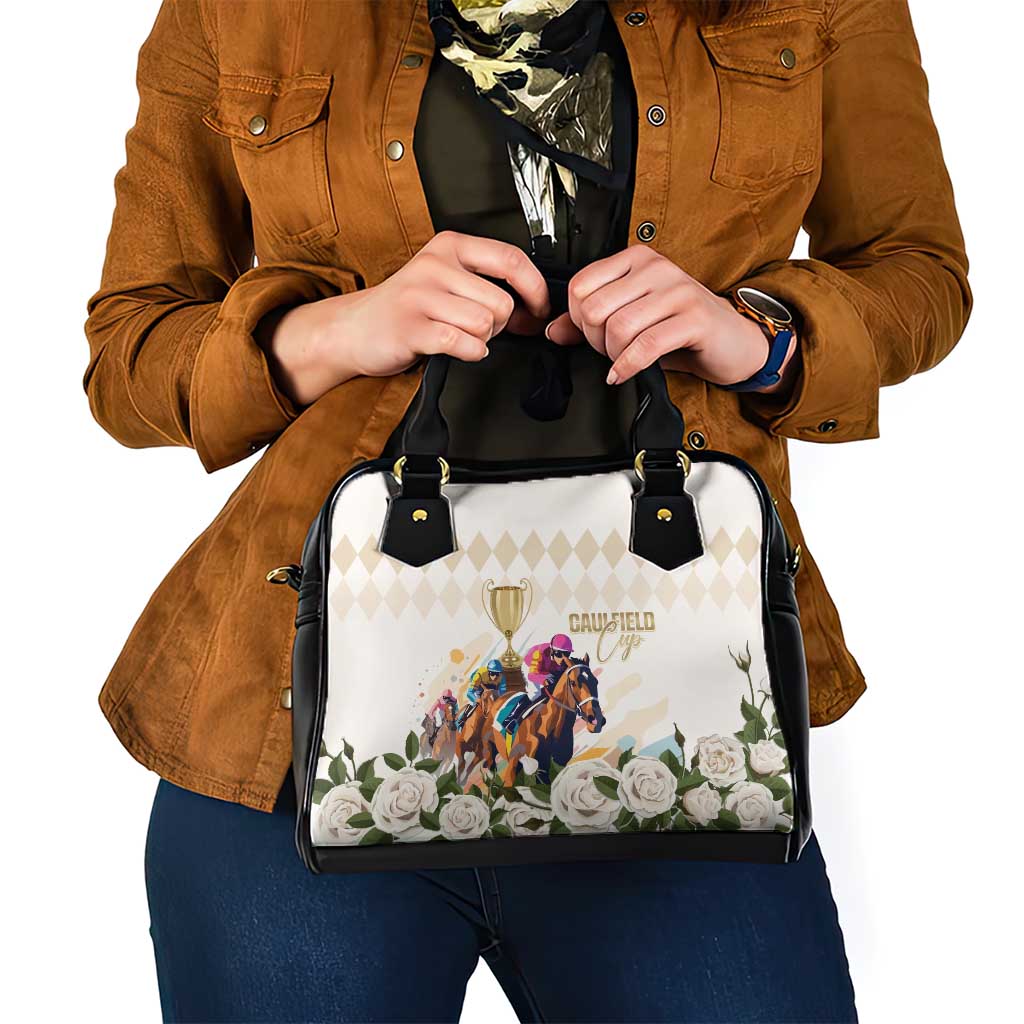 Australia Cup Caulfield Horse Racing Shoulder Handbag Champion Trophy Mix White Roses - Aussie Hoodie