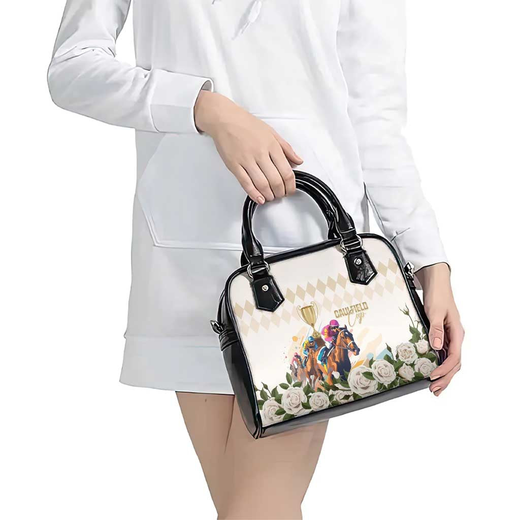 Australia Cup Caulfield Horse Racing Shoulder Handbag Champion Trophy Mix White Roses - Aussie Hoodie