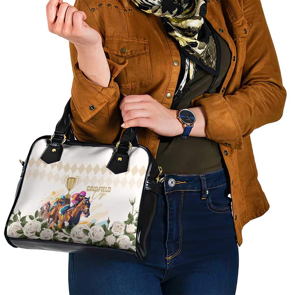 Australia Cup Caulfield Horse Racing Shoulder Handbag Champion Trophy Mix White Roses - Aussie Hoodie