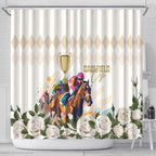 Australia Cup Caulfield Horse Racing Shower Curtain Champion Trophy Mix White Roses - Aussie Hoodie