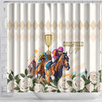 Australia Cup Caulfield Horse Racing Shower Curtain Champion Trophy Mix White Roses - Aussie Hoodie