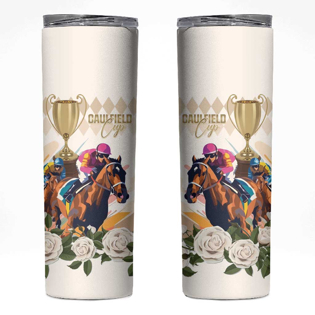 Australia Cup Caulfield Horse Racing Skinny Tumbler Champion Trophy Mix White Roses - Aussie Hoodie