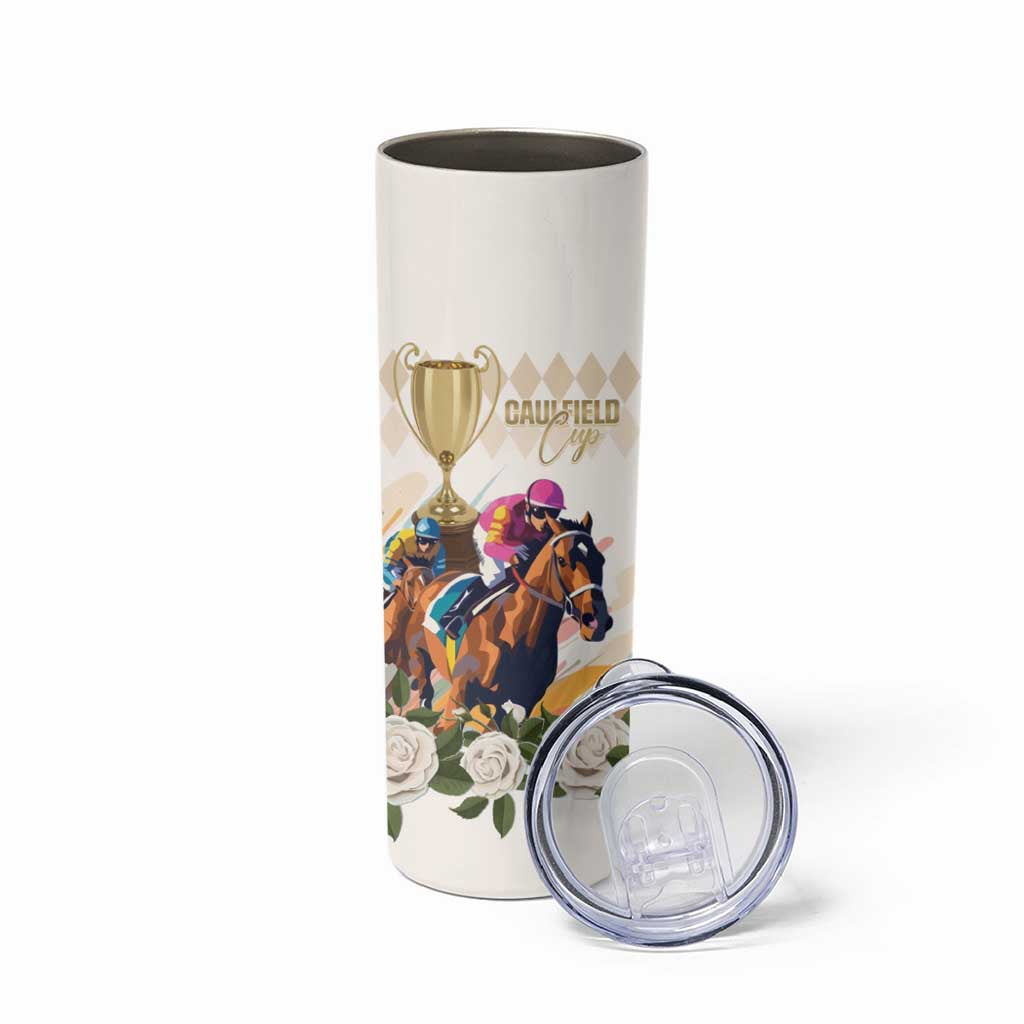 Australia Cup Caulfield Horse Racing Skinny Tumbler Champion Trophy Mix White Roses - Aussie Hoodie