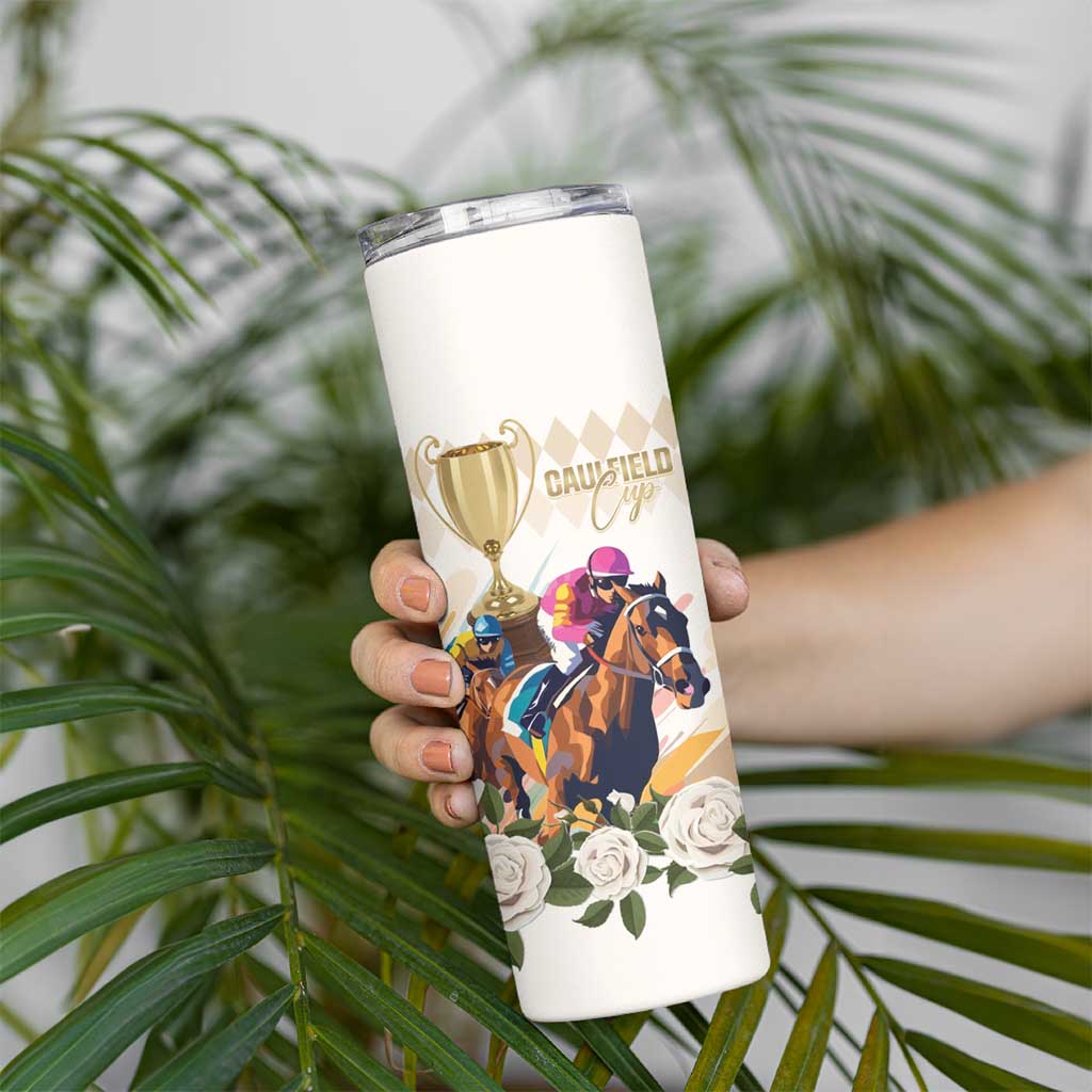 Australia Cup Caulfield Horse Racing Skinny Tumbler Champion Trophy Mix White Roses - Aussie Hoodie