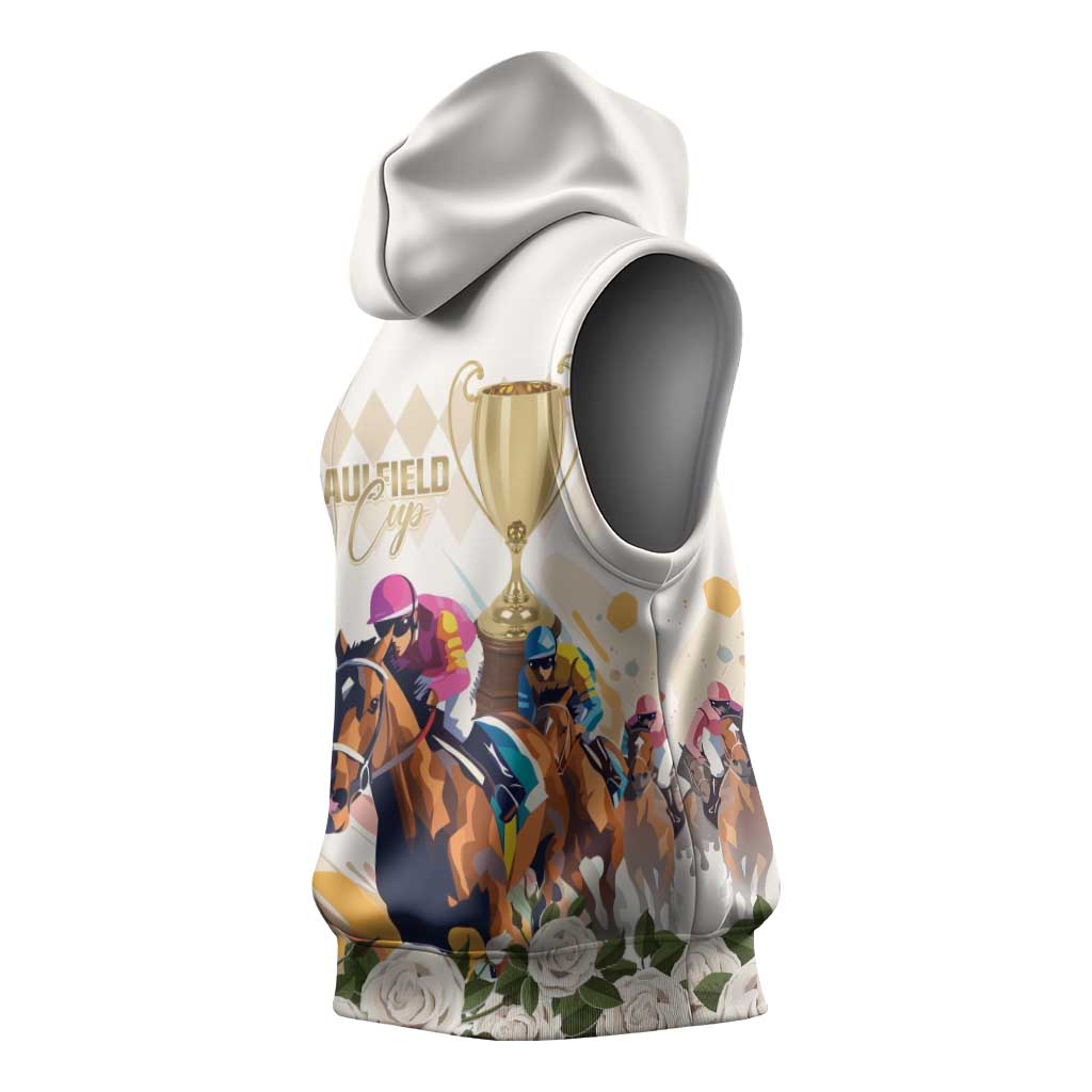 Australia Cup Caulfield Horse Racing Sleeveless Hoodie Champion Trophy Mix White Roses - Aussie Hoodie