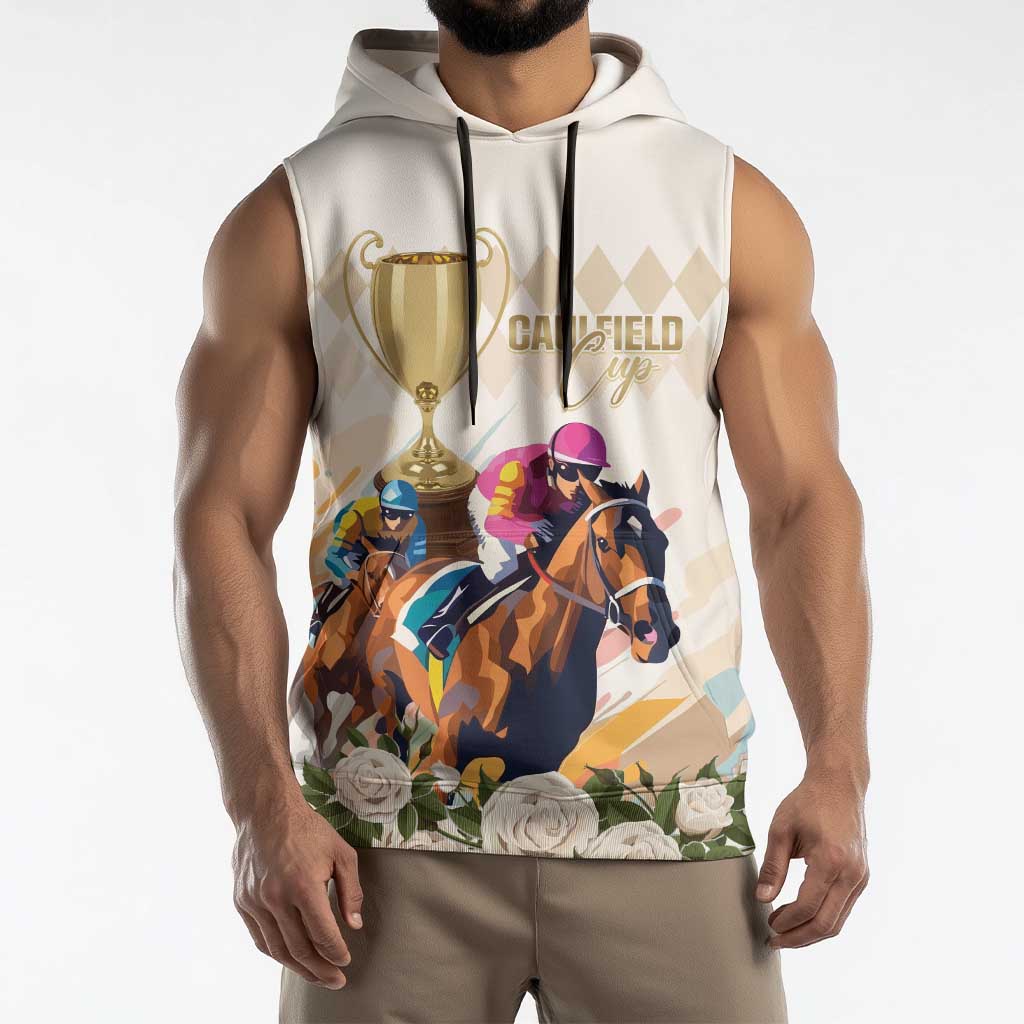 Australia Cup Caulfield Horse Racing Sleeveless Hoodie Champion Trophy Mix White Roses - Aussie Hoodie